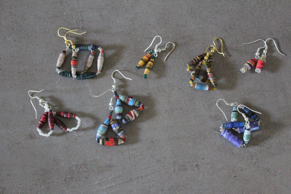 Hand-Rolled Paper Bead Earrings